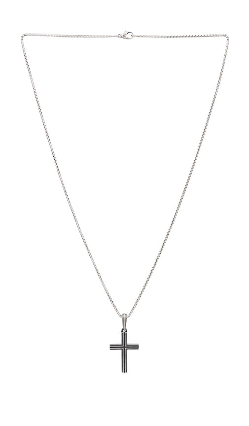 Shop Miranda Frye Cross Pendant 22 Necklace In Metallic Silver