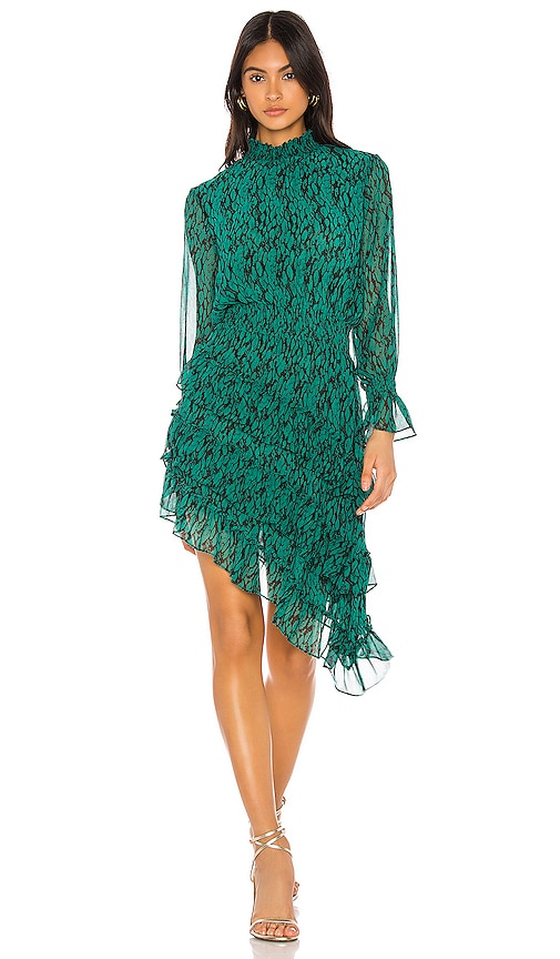 Misa X Revovle Savanna Dress In Emerald Snake