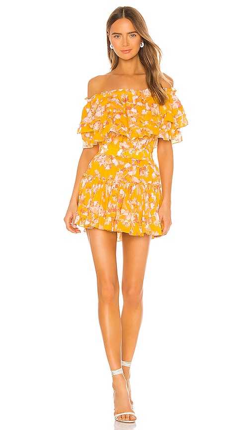 Click to view more detailed imagery on our partner's website Misa Luella Dress In Yellow Washed Wildflower