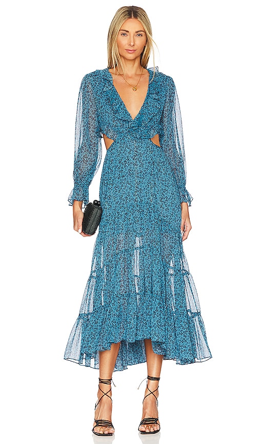 MISA Los Angeles Amelia Dress in Cerulean Ditzy