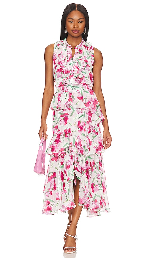 MISA Los Angeles Colette High-Low Floral Chiffon Dress