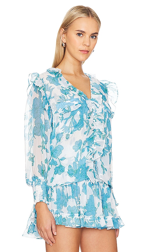 Shop Misa Sacha Top In Turquoise Flora