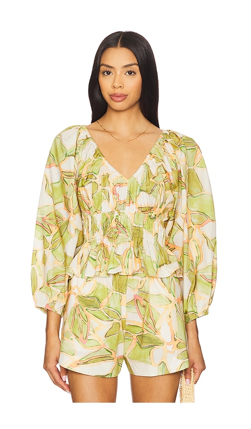Halia Top in Cream,Green. - size XS (also in L, M, S, XL, XXS)