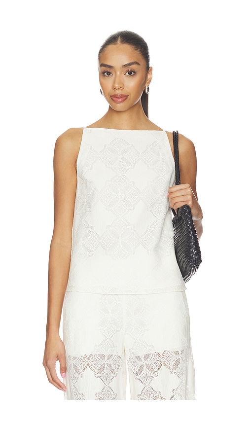 Misa Women's Prisha Jacquard Boxy Sleeveless Top In Neutral