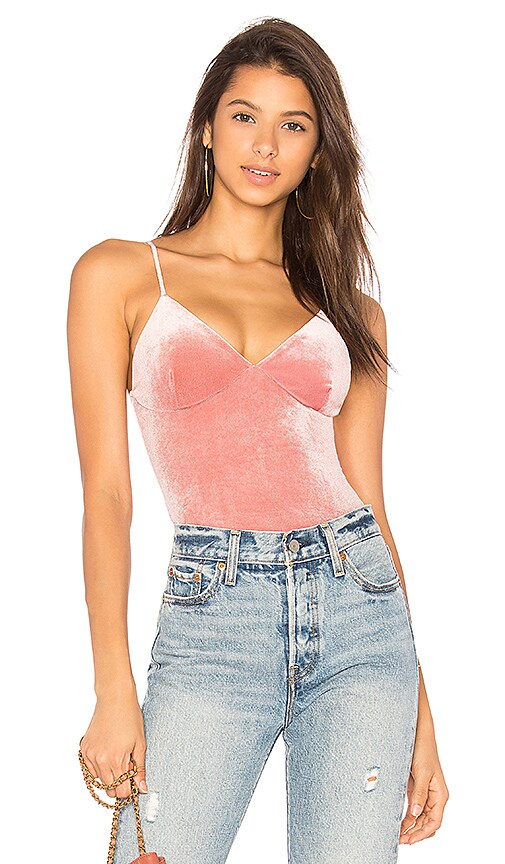 pink velvet bodysuit