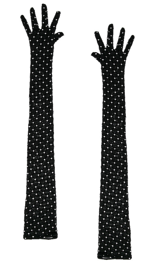 MISHA Sparkle Gloves in Black & Silver