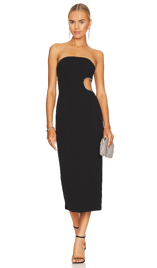 MISHA Azzurra Bonded Crepe Dress in Black