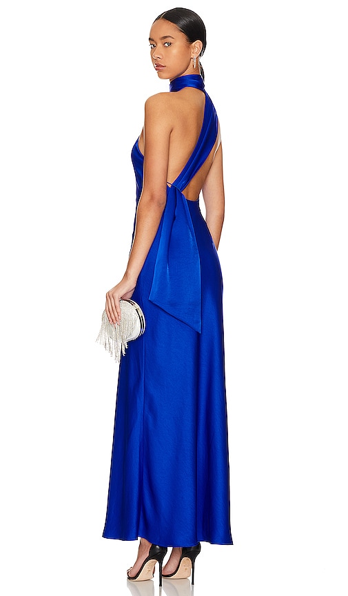 MISHA Alastair Satin Gown in Electric Blue | REVOLVE