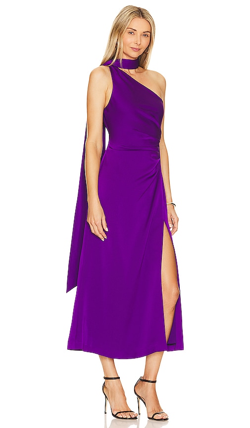 Shop Misha Estra Midi Dress In Prism Violet