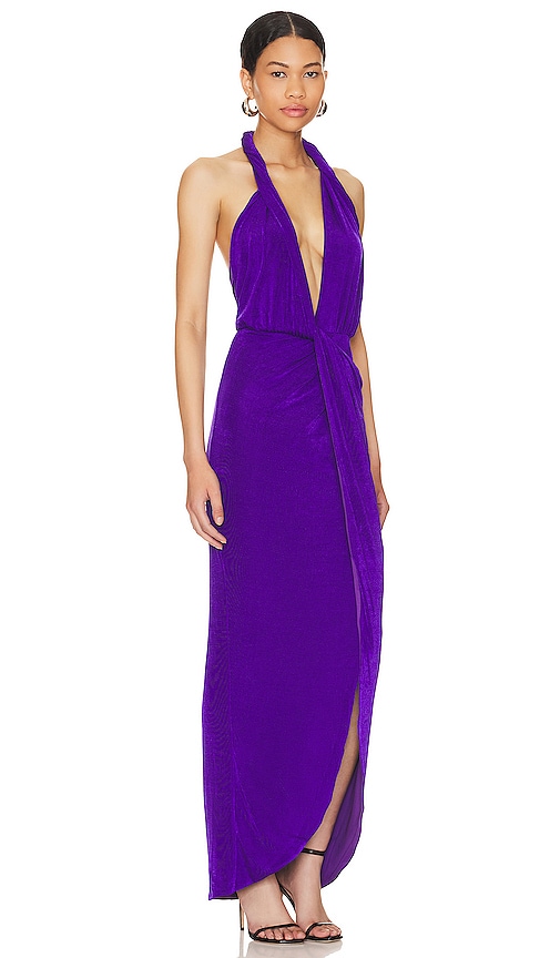 Shop Misha Venetia Slinky Gown In Purple