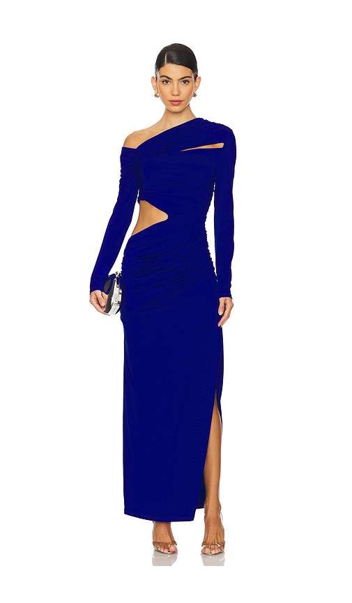 Shop Misha Jaylene Matte Slinky Maxi Dress In Royal