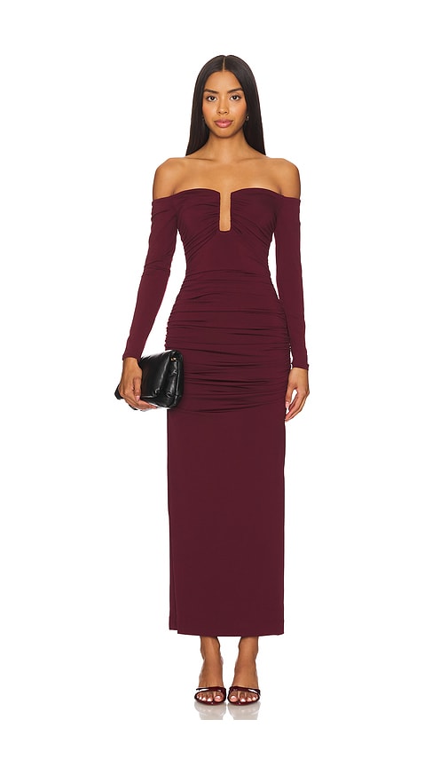 MISHA x REVOLVE Raelynn Slinky Midi Dress in Mulberry Wine REVOLVE