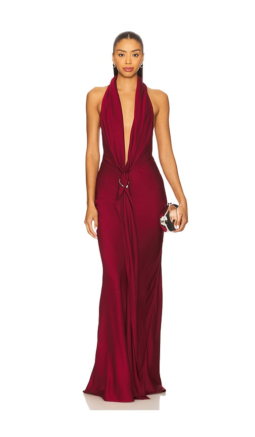 Misha The Donna Satin Dress In Burgundy