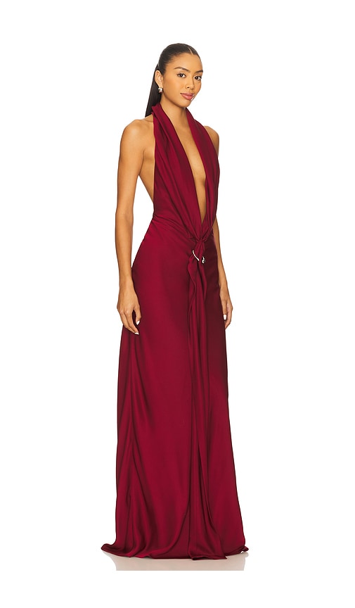 Misha The Donna Satin Dress In Burgundy