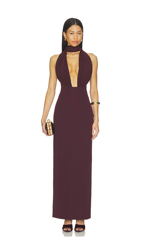 MISHA ROBE EN SOIE THE CAPEZZA en Burgundy. Taille L. Also en XXS, XS, S, M, XL.