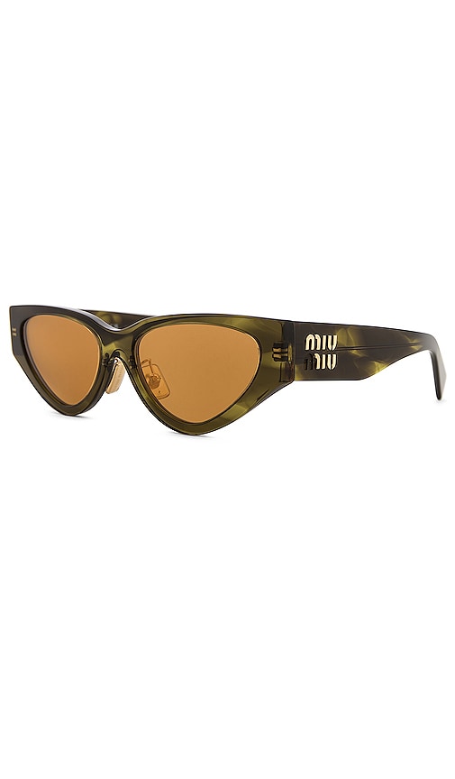 Miu Miu Cat Eye Sunglasses In Striped Green