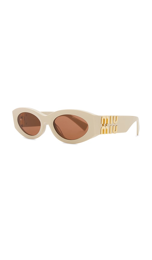 Miu Miu Oval Sunglasses In Neutral