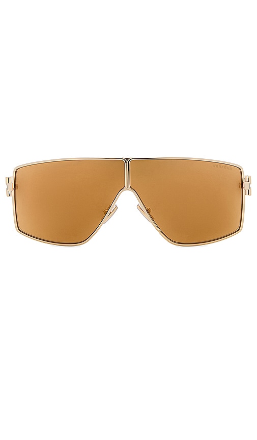 Miu Miu Shield Sunglasses In Metallic Gold