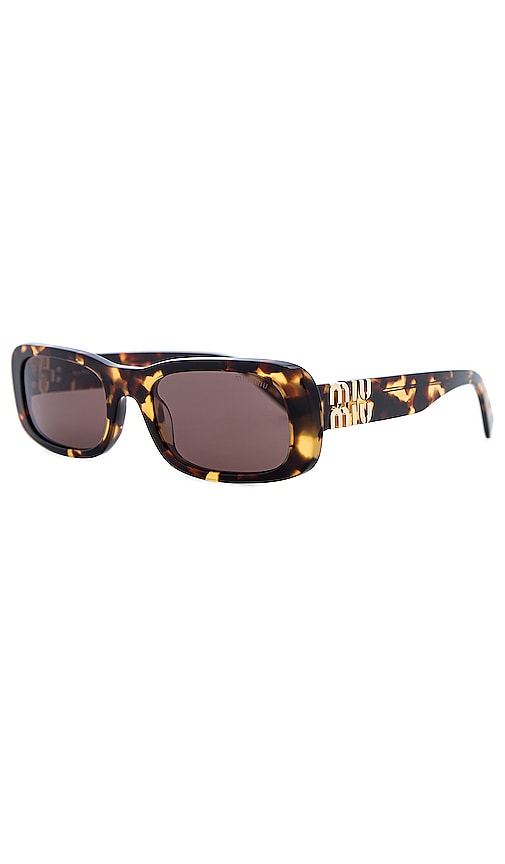 Shop Miu Miu Rectangle Sunglasses In Brown