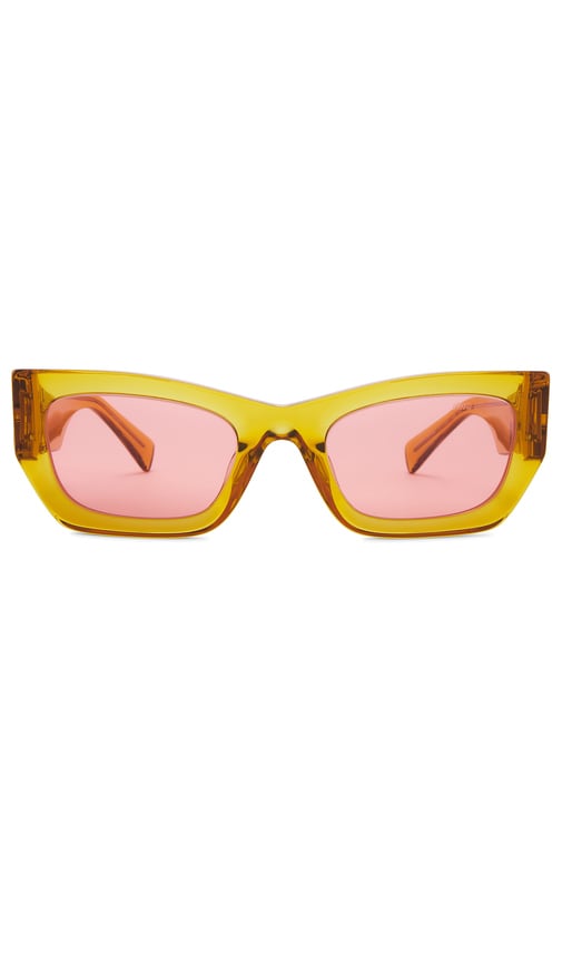 Shop Miu Miu Rectangle Sunglasses In 橙色