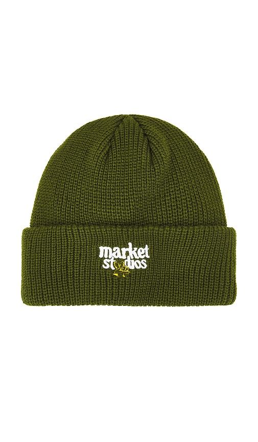 Shop Market Smiley Upside Down Beanie In Green