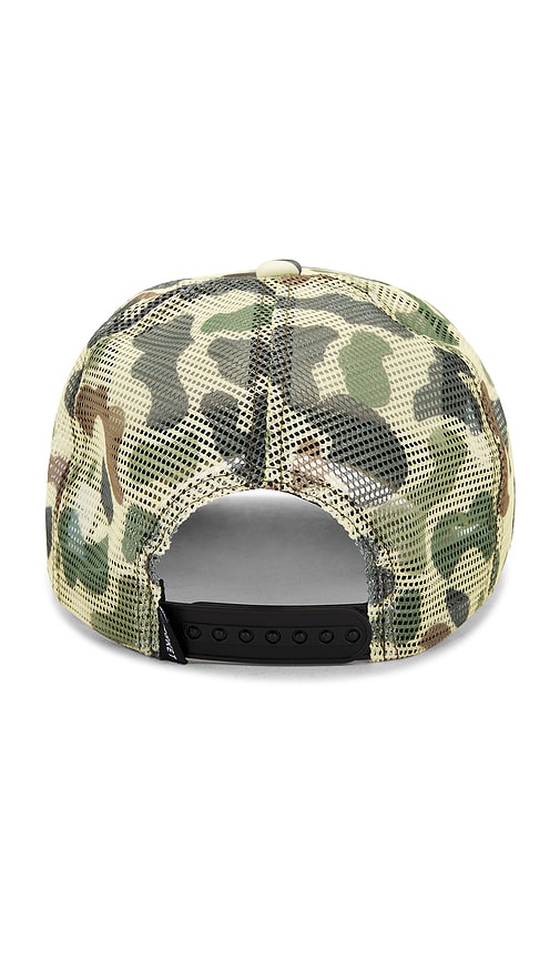 Shop Market Smiley Camo Trucker Hat In Army,yellow