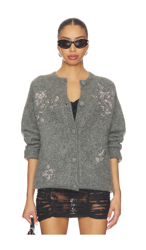 Markgong Beaded Mohair Knit Cardigan