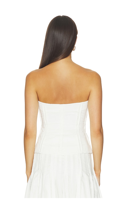  Markgong Strapless Button Up Top With Lace Trim En White. Taille 34/2. Also En 36/4, 38/6, 40/8, 42/10. 