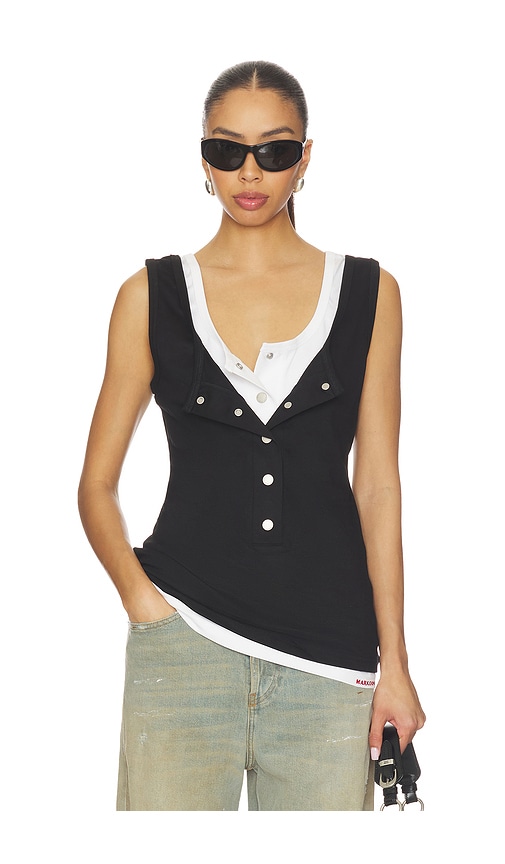 Markgong Layered Open-collared Vest