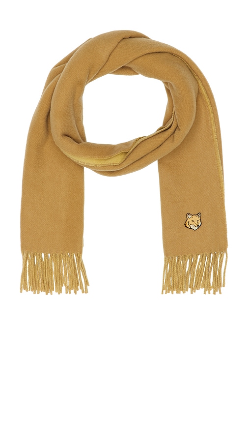 Maison Kitsuné Bold Fox Head Double Face Scarf In Brown