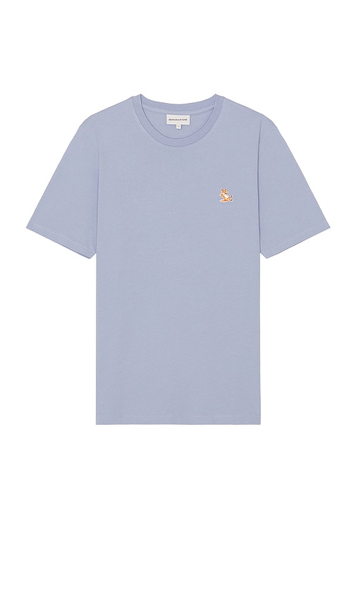 Maison Kitsune Chillax Fox Patch Regular T-Shirt in Beat Blue