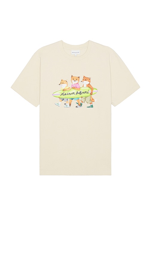 Shop Maison Kitsuné Surfing Foxes Comfort T-shirt In 纸白