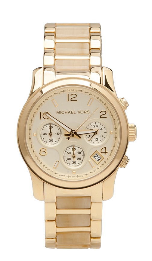 Michael Kors Runway Chronograph Watch in Bone & Gold