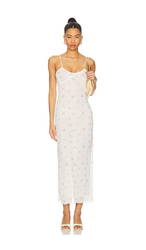 Lingerie Long Mesh Dress in Ivory. - size XL (also in L, M, S, XS)