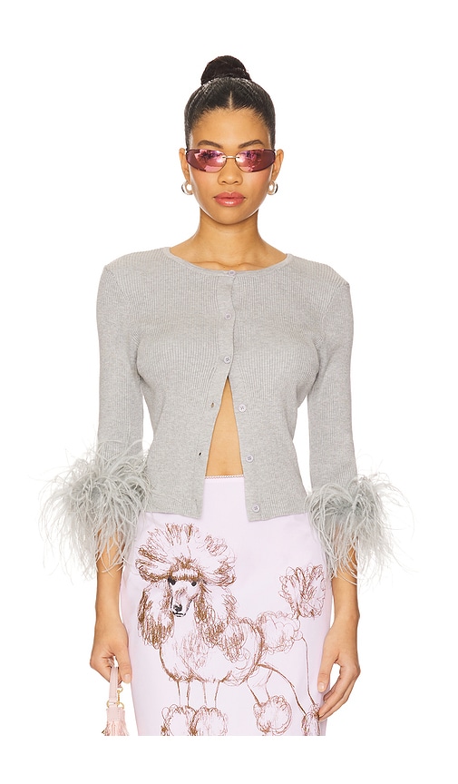Cardigan With Feathers in Grey.