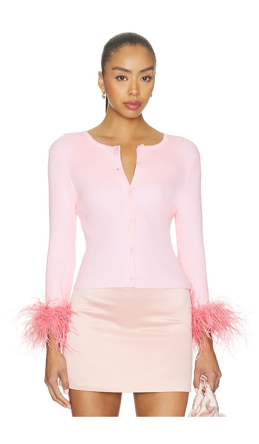 Milkwhite Feather Cardigan In Pink