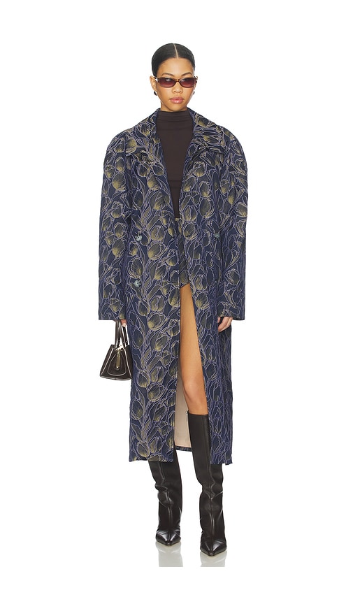 Milkwhite Long Printed Coat