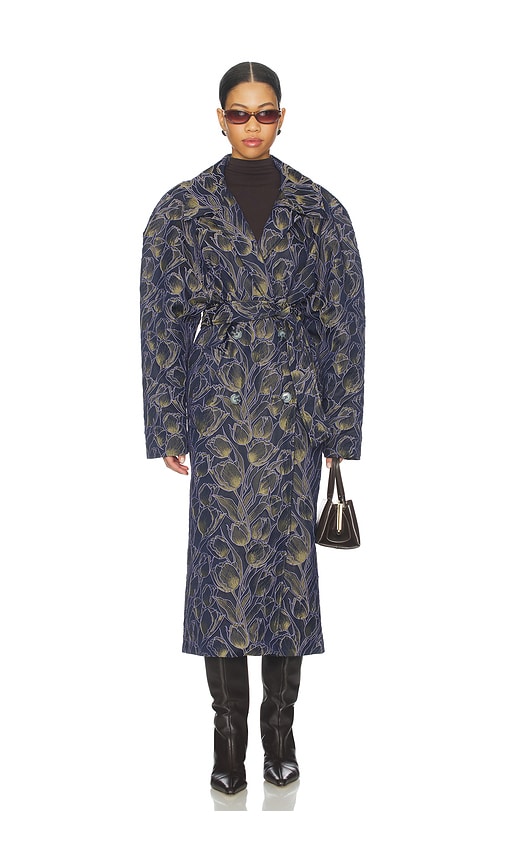 Milkwhite Long Printed Coat In Blue