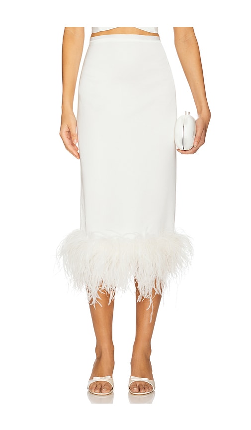 Milkwhite X Revolve Midi Skirt With Feathers In White
