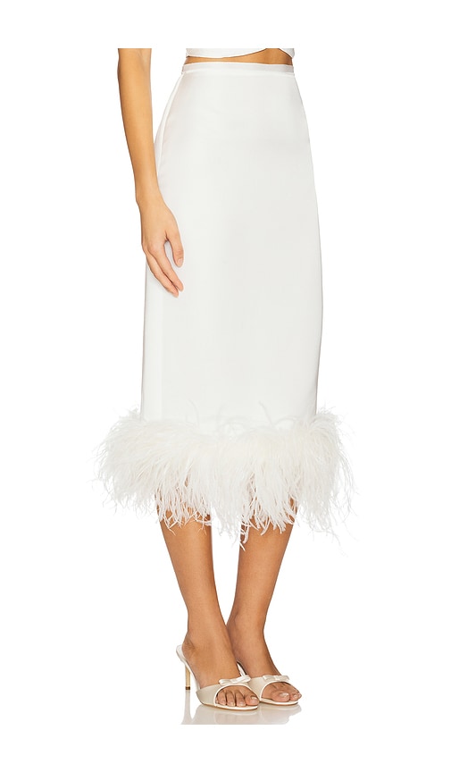 Milkwhite X Revolve Midi Skirt With Feathers In White