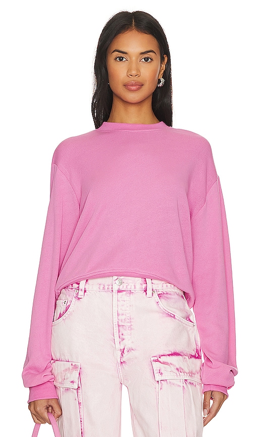 Michael Lauren Exon Crop Pullover Sweatshirt in Party Pink