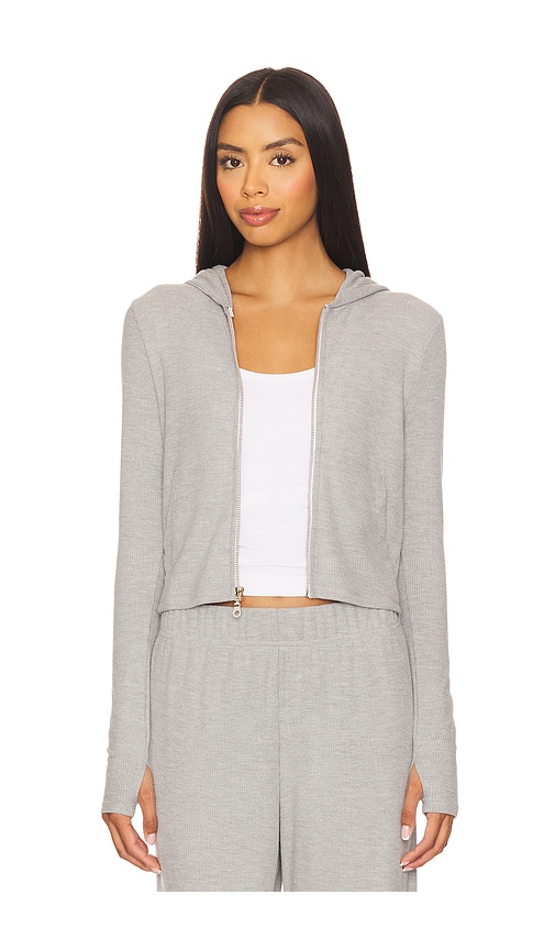 Aris Fitted Crop Zip Up Hoodie in Grey. - size L (also in M, S, XS) - Michael Lauren - Modalova