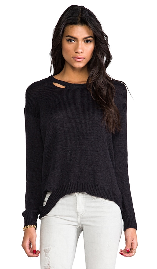 Michael Lauren Roman Holey Sweater in Black | REVOLVE