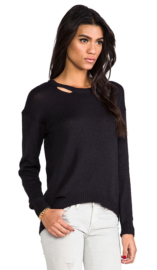 Michael Lauren Roman Holey Sweater in Black | REVOLVE