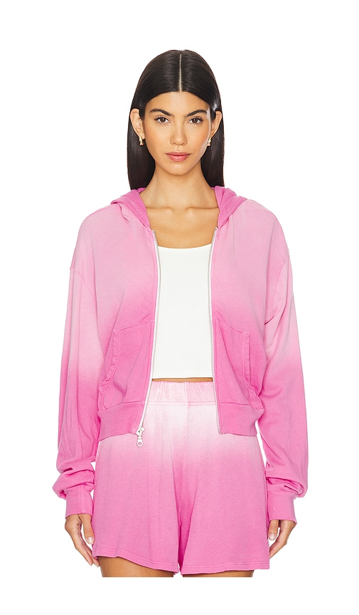 Shop Michael Lauren Bowman Crop Zip Up In Faded Pink