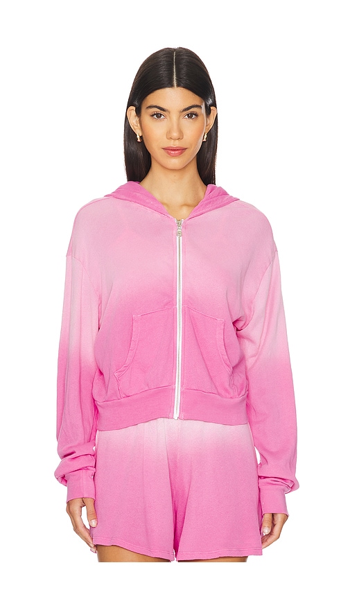 Shop Michael Lauren Bowman Crop Zip Up In Faded Pink