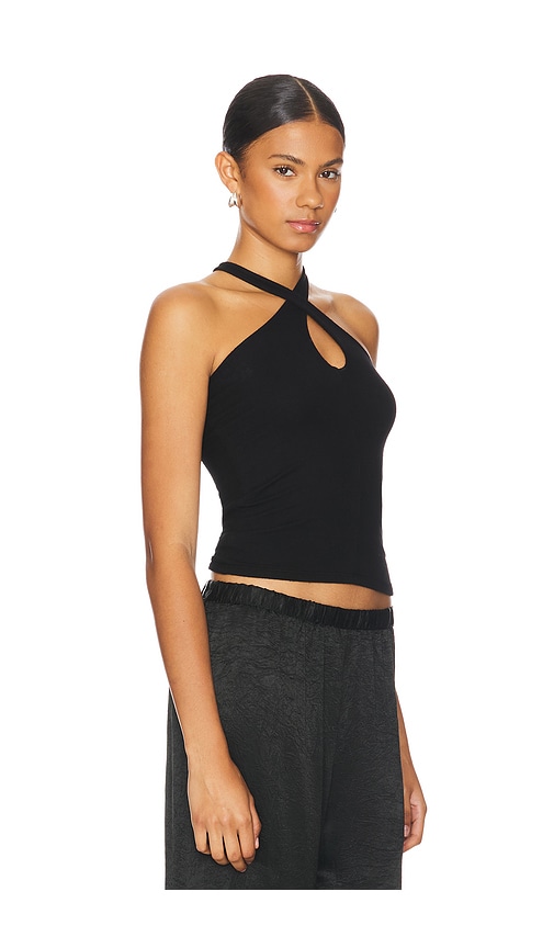 Shop Michael Lauren Kian Cross Front Tank In É»‘è‰²