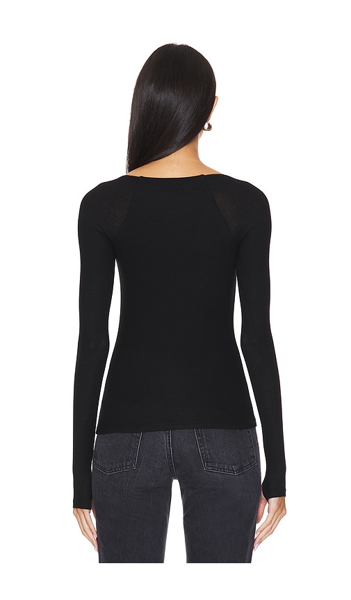  Michael Lauren Kaleb Long Sleeve W/ Square Neckline Double Layered Top In Black. Taglia Xs. Also In S, M, L. 
