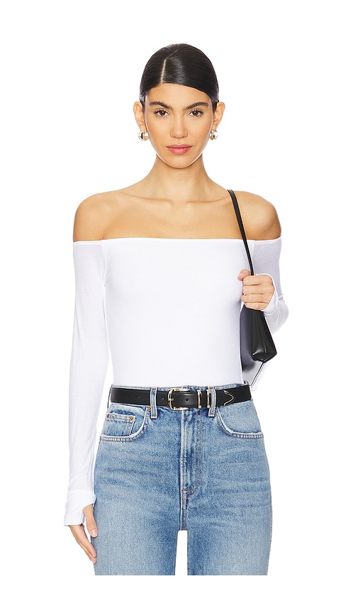 Shop Michael Lauren Lanny Off Shoulder Long Sleeve Top In 화이트