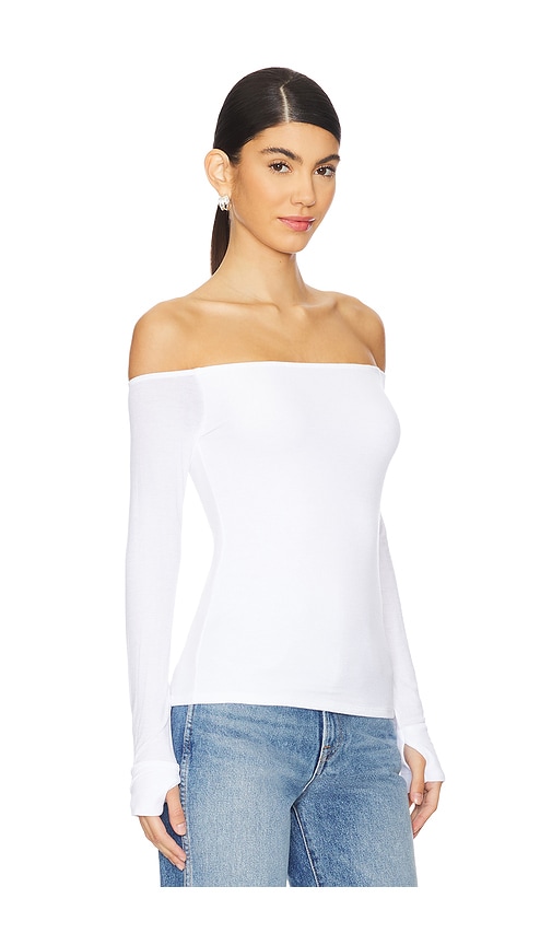 Shop Michael Lauren Lanny Off Shoulder Long Sleeve Top In 화이트